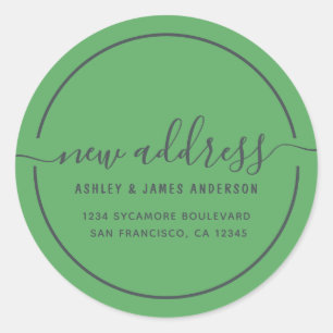 We've Moved Vibrant Green New Address Classic Roun Round Sticker