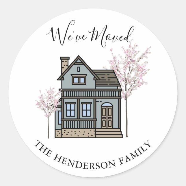 We've Moved Victorian House Moving Announcement  Classic Round Sticker (Front)