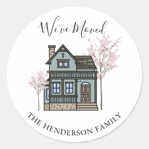 We've Moved Victorian House Moving Announcement Classic Round Sticker