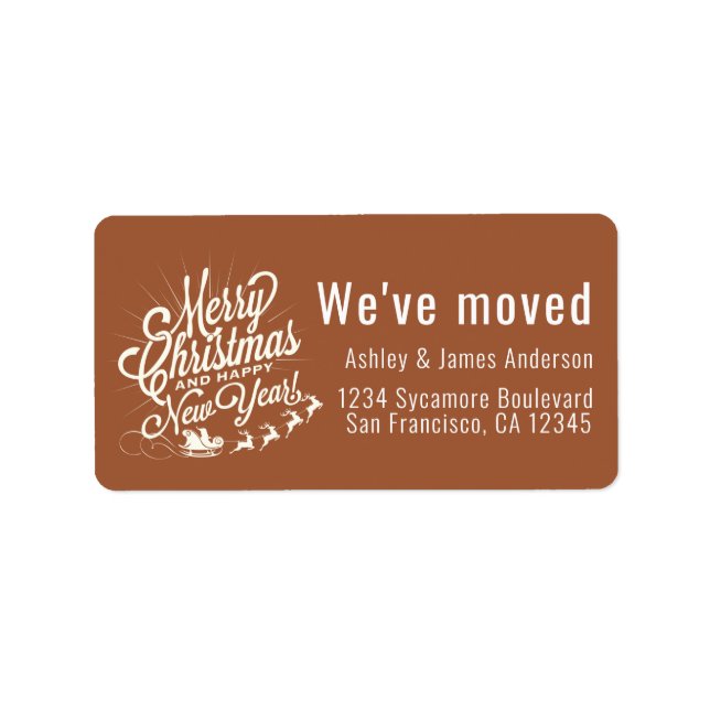 We've Moved Vintage Christmas Holiday New Address  Label (Front)