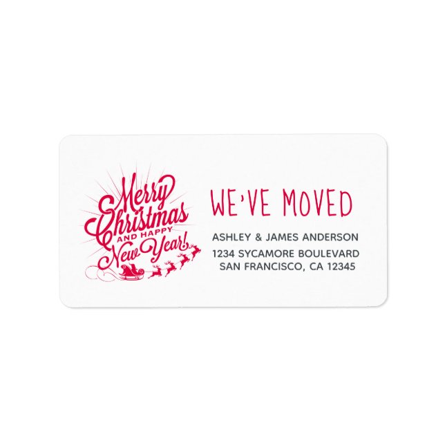 We've Moved Vintage Christmas Holiday New Address  Label (Front)