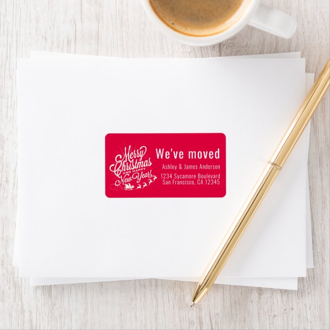We've Moved Vintage Christmas Holiday New Address  Label (Insitu)