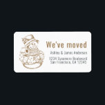 We've Moved Vintage Christmas Snowman New Address  Label<br><div class="desc">We've moved return address label with a vintage Christmas snowman image, simply add your family name and address in gold and off-black stylish modern typography. Festive holiday moving announcement for your change of address. Exclusively designed for you by Happy Dolphin Studio. If you have any questions, please contact us through...</div>