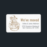 We've Moved Vintage Christmas Snowman New Address  Label<br><div class="desc">We've moved return address label with a vintage Christmas snowman image, simply add your family name and address in gold and off-black stylish modern typography. Festive holiday moving announcement for your change of address. Exclusively designed for you by Happy Dolphin Studio. If you have any questions, please contact us through...</div>