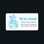 We've Moved Vintage Christmas Snowman New Address  Label<br><div class="desc">We've moved return address label with a vintage Christmas snowman image, simply add your family name and address in blue and off-black stylish modern typography. Festive holiday moving announcement for your change of address. Exclusively designed for you by Happy Dolphin Studio. If you have any questions, please contact us through...</div>