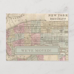 We've moved  - Vintage Map of New York City Postcard