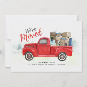 We've Moved Vintage Red Truck New Address Announcement
