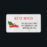 We've Moved Vintage Red Truck Tree New Address La Label<br><div class="desc">Rustic vintage red truck highlights your new address.</div>
