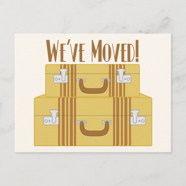 We've Moved - Vintage Suitcases Announcement Postcard (Front)