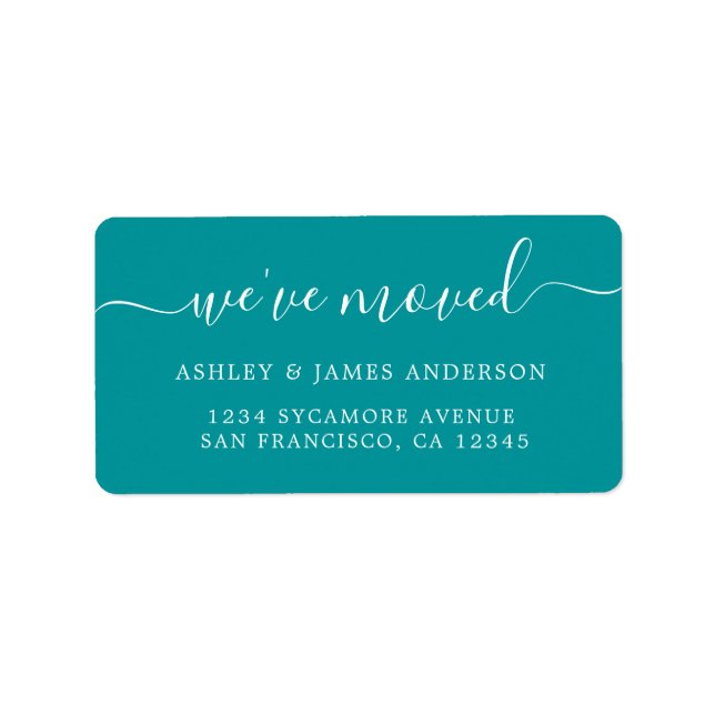 We've Moved Viridian Green New Address label (Front)