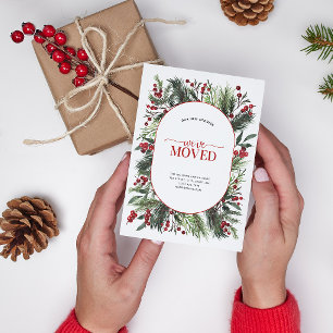 We've Moved Warm Red Winter Announcement Postcard