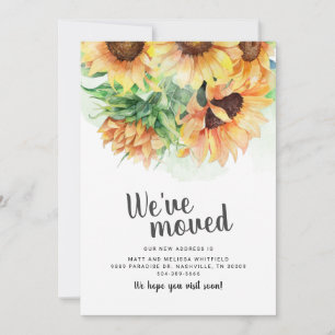 We've Moved Watercoler Sunflower Moving Announcement