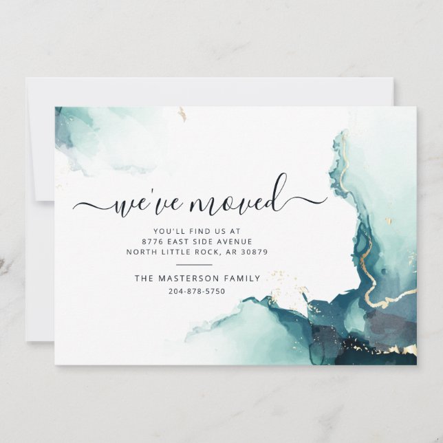 We've Moved Watercolor Agate Moving Announcement (Front)