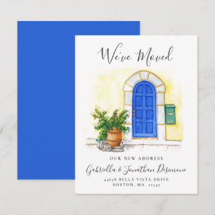 We've Moved Watercolor Blue Door Moving Announcement