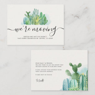 We've Moved Watercolor Cacti Address Change Moving Card
