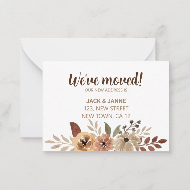 We've Moved Watercolor Flora Announcement Card (Front)