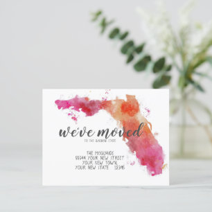 We've Moved Watercolor Florida Moving Announcement Postcard