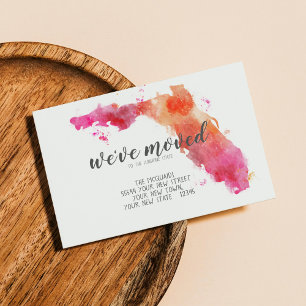 We've Moved Watercolor Florida Moving Announcement Postcard
