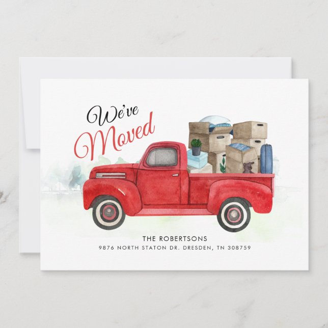 We've Moved Watercolor Moving Address Announcement (Front)