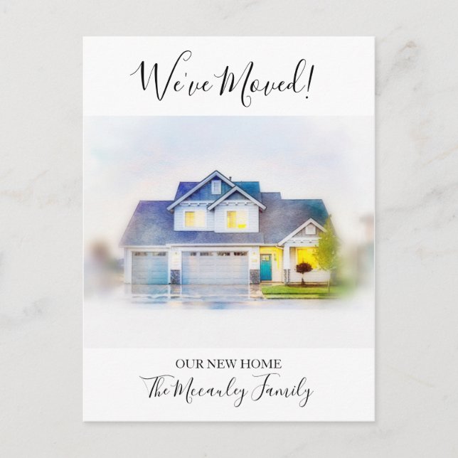 We've Moved Watercolor Moving Announcement Address Postcard (Front)