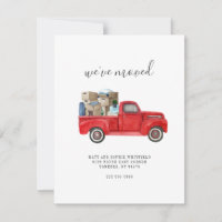 We've Moved Watercolor Red Truck Moving