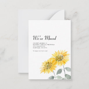 We've Moved Watercolor Sunflower Modern Moving Card