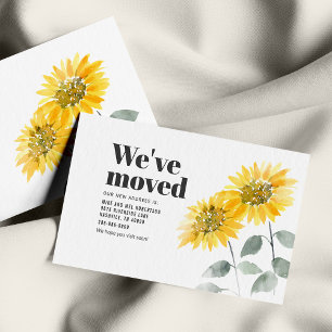 We've Moved Watercolor Sunflower Moving Card