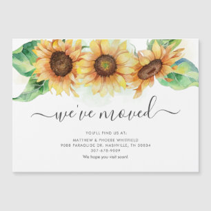 We've Moved Watercolor Sunflower Moving Magnetic Invitation