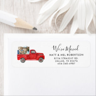 We've Moved Watercolor Vintage Red Truck Moving