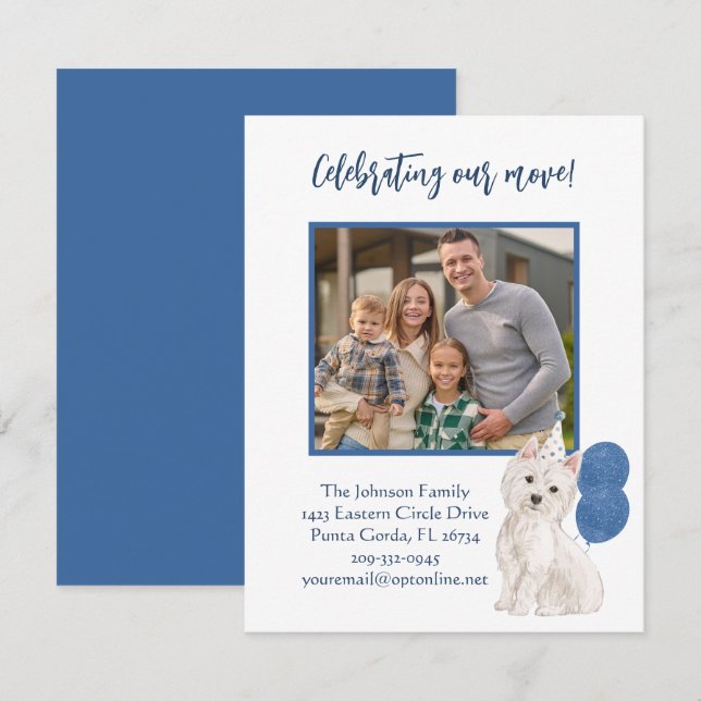 We've Moved Westie Family Photo Budget   Announcement (Front/Back)