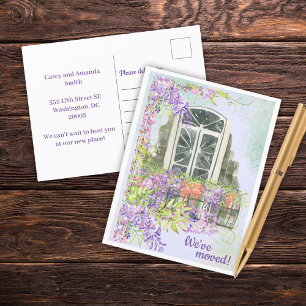 We've Moved Window Balcony Postcard