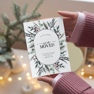 We've Moved Winter Botanical Announcement Postcard
