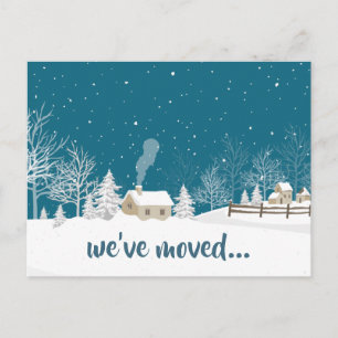 We've Moved Winter House in Snow Change of Address Announcement Postcard