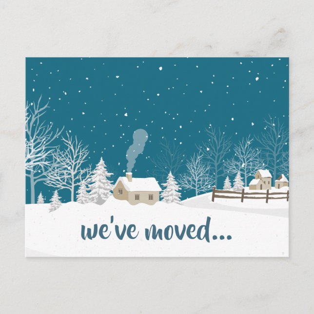 We've Moved Winter House in Snow Change of Address Announcement Postcard (Front)