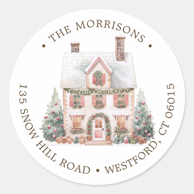 We've Moved Winter House New Address Classic Round Sticker (Front)