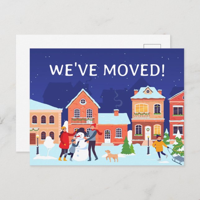 We've Moved Winter New Home Change of Address Announcement Postcard (Front/Back)