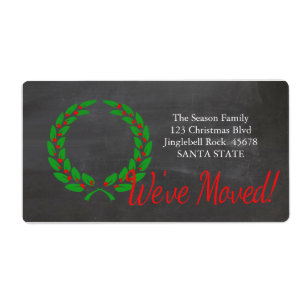 We've Moved x-mas wreath Holiday Label