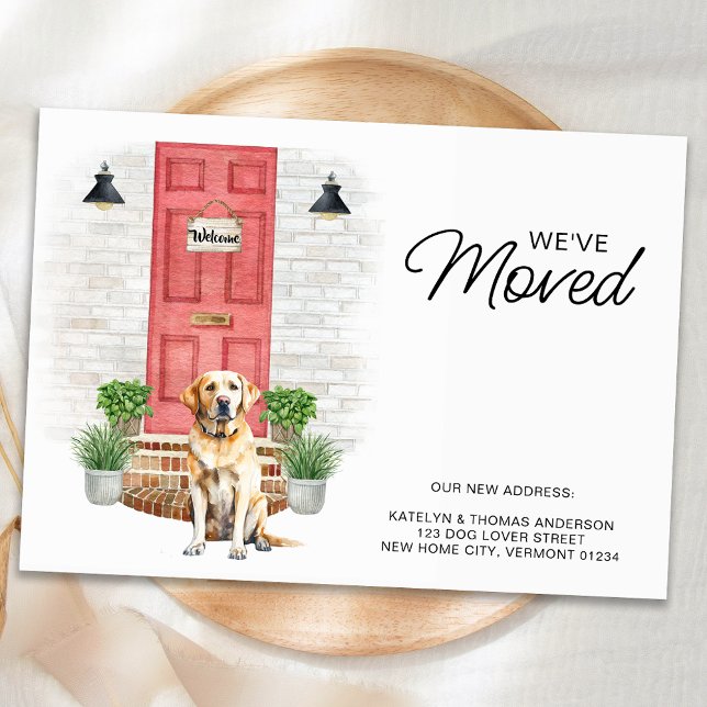 We've Moved Yellow Labrador Red Door Dog Moving  Announcement (Creator Uploaded)