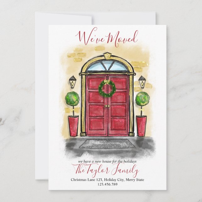 We'we Moved Christmas Holiday Front Door Card (Front)