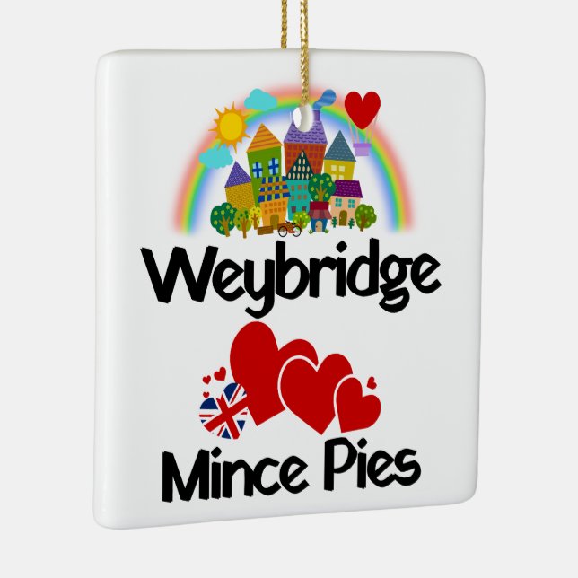 Weybridge, Surrey Loves Mince Pies Ceramic Ornament (Right)
