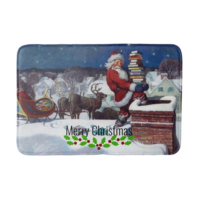 Weyeth - Santa Delivering Books for Christmas Bath Mat (Front)