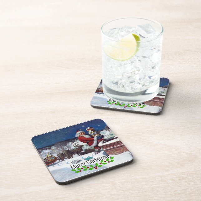 Weyeth - Santa Delivering Books for Christmas Coaster (Right Side)
