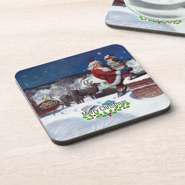 Weyeth - Santa Delivering Books for Christmas Coaster (Left Side)