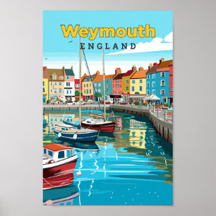 Weymouth England Travel Art Vintage Illustration Poster