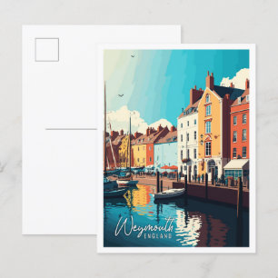 Weymouth England vintage travel illustration Postcard