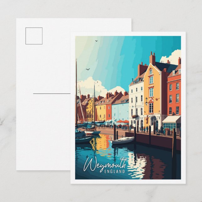 Weymouth England vintage travel illustration Postcard (Front/Back)