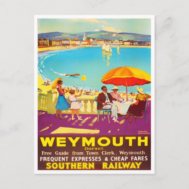 Weymouth England vintage travel Postcard (Front)