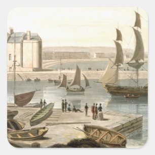 Weymouth Harbour, from 'A Voyage Around Great Brit Square Sticker
