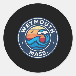 Weymouth Massachusetts Ma Nautical Waves Classic Round Sticker
