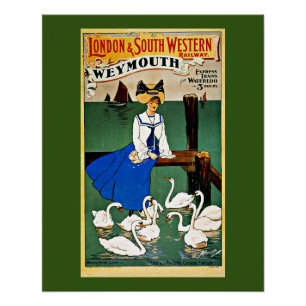 Weymouth Train Travel, vintage, Poster